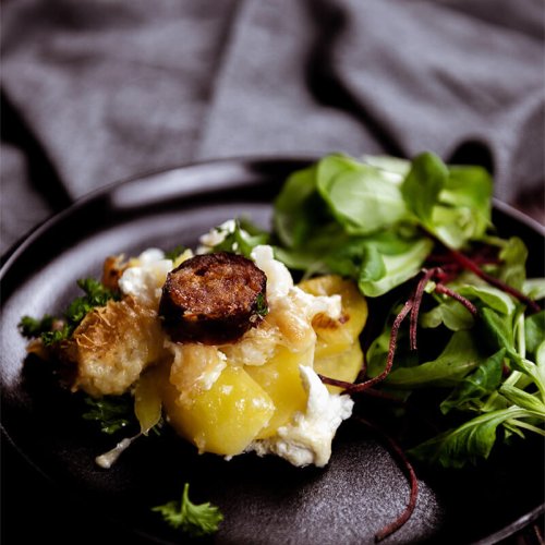 Elzasser gratin met rookworst