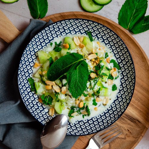 Salade van komkommer, courgette en munt
